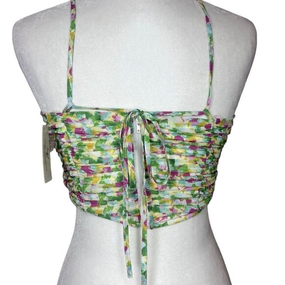 NWT Windsor lace up front chiffon floral crop top size Small - Picture 3 of 7